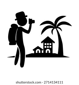 Summer Vacation Icon Vector. Summer Tourism Icon. Ideal for summer promotions, travel apps, tourism websites, posters, social media, and seasonal design projects