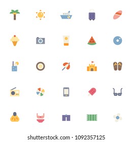 Summer Vacation Icons. flat design style vector illustration set