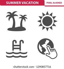 Summer Vacation Icons. Professional, pixel perfect icons, EPS 10 format.