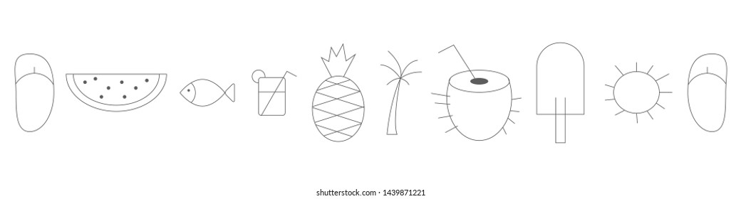 Summer and vacation icons seamless background. Editable pattern in swatches. Icon set or widescreen pattern
