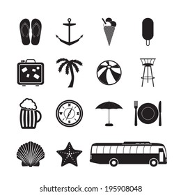 Summer vacation icons set