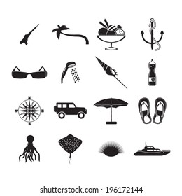 Summer vacation icons set