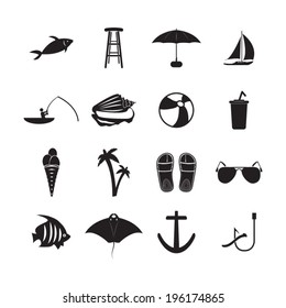 Summer vacation icons set