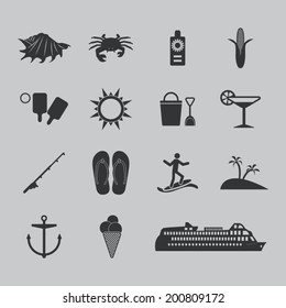 Summer vacation icons set 