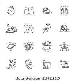 summer vacation icons set . summer vacation pack symbol vector elements for infographic web