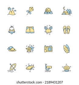 summer vacation icons set . summer vacation pack symbol vector elements for infographic web