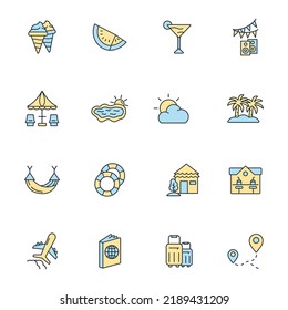 summer vacation icons set . summer vacation pack symbol vector elements for infographic web