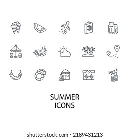 summer vacation icons set . summer vacation pack symbol vector elements for infographic web