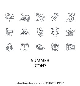 summer vacation icons set . summer vacation pack symbol vector elements for infographic web