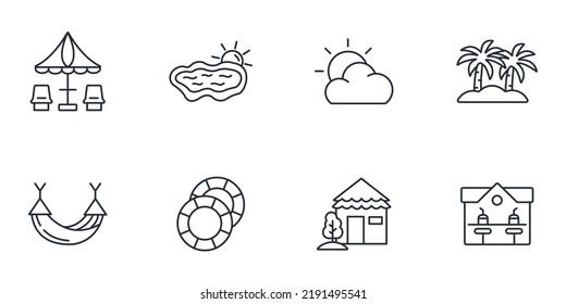 summer vacation icons set . summer vacation pack symbol vector elements for infographic web