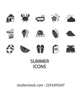 summer vacation icons set . summer vacation pack symbol vector elements for infographic web