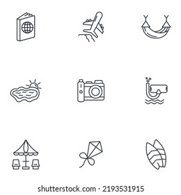 summer vacation icons set . summer vacation pack symbol vector elements for infographic web