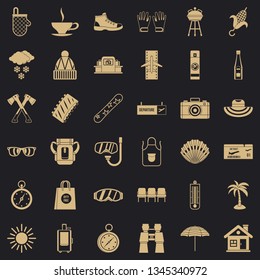 Summer vacation icons set. Simple style of 36 summer vacation vector icons for web for any design