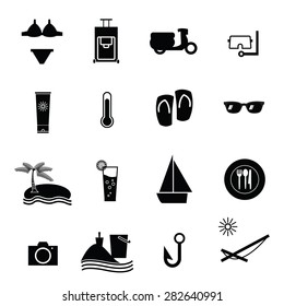 Summer vacation icons set vector