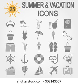 Summer & vacation icons set for web and mobile application. Vector illustration on a white background.