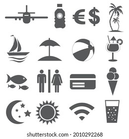 Summer and Vacation icons vector