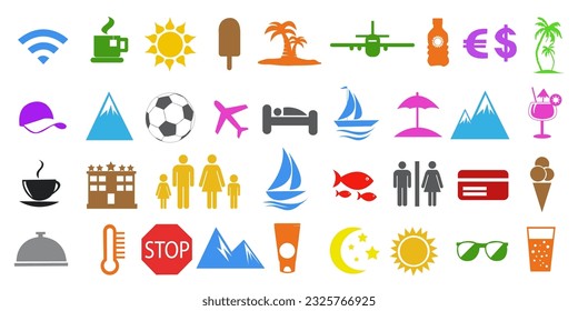 Summer and Vacation icons vector