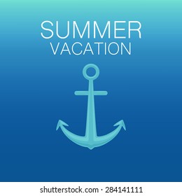 Summer Vacation Illustration with Anchor on Background.