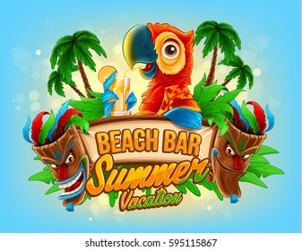 summer vacation illustration for beach bar