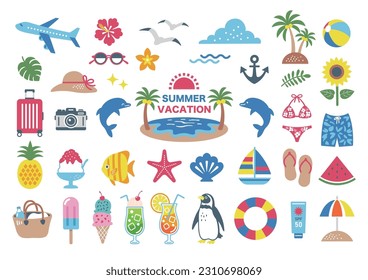 Summer and vacation illustration set