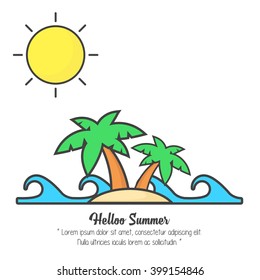 Summer vacation in island vector illustration