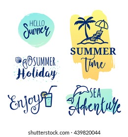 Summer vacation label. Calligraphic design element. Summer typography illustration.