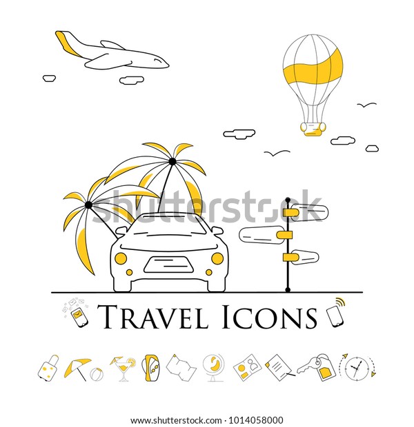 Summer\
Vacation and Leave Travel. Vector illustration of high quality in a\
flat design. Icons for the tour\
operators.