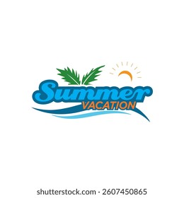 Summer vacation letter logo with sun vector illustration. Art design for print, t-shirt print, poster, cover.