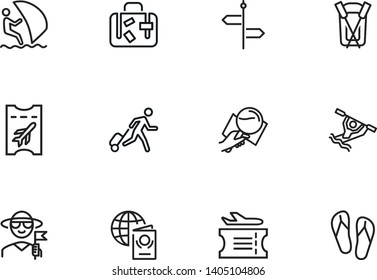 Summer vacation line icon set. Hobby, skill, water sport. Travel destination concept. Can be used for topics like journey, tourism, resting at sea