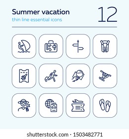 Summer vacation line icon set. Hobby, skill, water sport. Travel destination concept. Can be used for topics like journey, tourism, resting at sea
