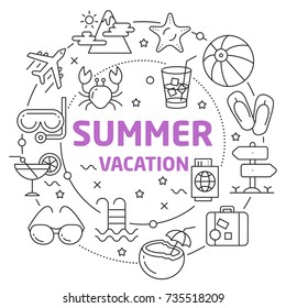 Summer Vacation Linear illustration