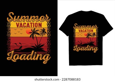 Summer Vacation Loading Retro Vintage T Shirt Vector Design