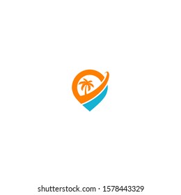 summer vacation logo with a coconut tree ornament