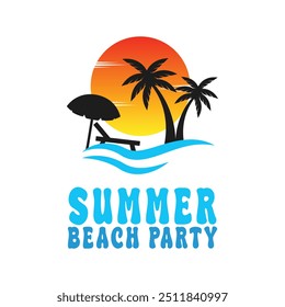 summer vacation logo design concept idea with palm tree