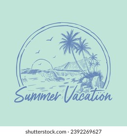 Summer vacation logo design vector
