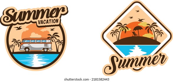 Summer Vacation Logo Sticker Travel