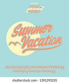 Summer Vacation. Malibu. Summer Time. Waikiki Beach. Vector Illustration. Retro Typeface And Logo. Summer Style. 