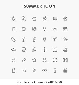 Summer And Vacation Minimal Line Icons