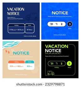 Summer vacation notice pop-up illustration collection