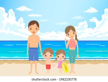 summer vacation ocean happy family