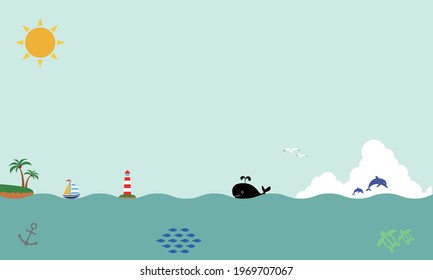 Summer Vacation Ocean Illustration Vector 