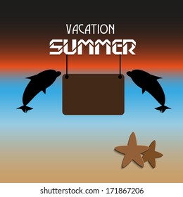 Summer vacation on the beach in the vector