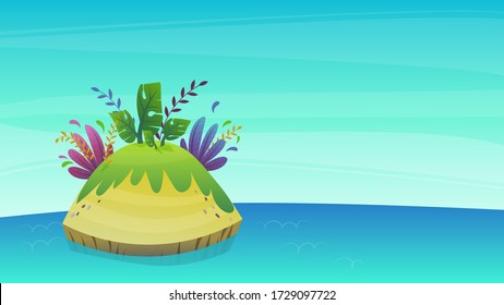 summer vacation on a paradise island tour travel vacation, tourism beach tickets sand near the sea or ocean. pirate treasure map for kids . vector cartoon illustration