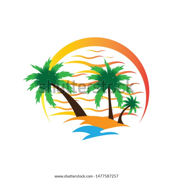 Summer Vacation On Tropical Beach Sunset Stock Vector Royalty