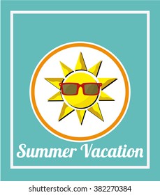 summer vacation over blue color and white frame