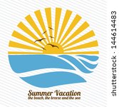 summer vacation over lineal background vector illustration