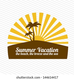 summer vacation over lineal background vector illustration