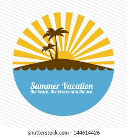 summer vacation over lineal background vector illustration