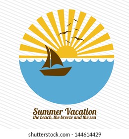 summer vacation over lineal background vector illustration