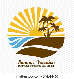 summer vacation over lineal background vector illustration